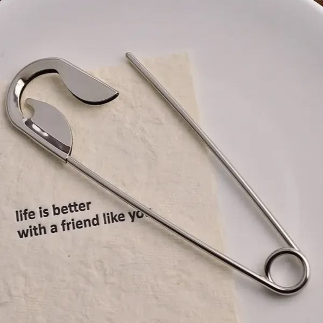 Silver Plated Oversized Safety Pin Hair Bun Stick for Women
