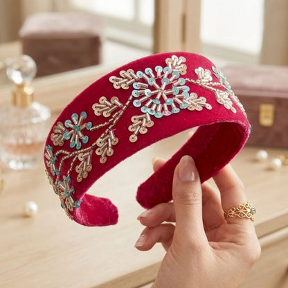 Handmade Premium Velvet Hairband with Sequin & Star Embellishment