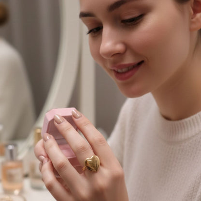 18K Gold Plated Anti‑Tarnish Heart Ring for Women