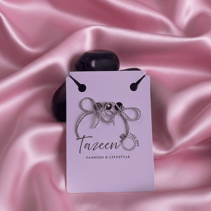 Silver Ribbon Bow Stud Earrings