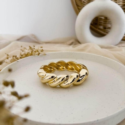 Chunky Twisted Gold Plated Cuff Bracelet