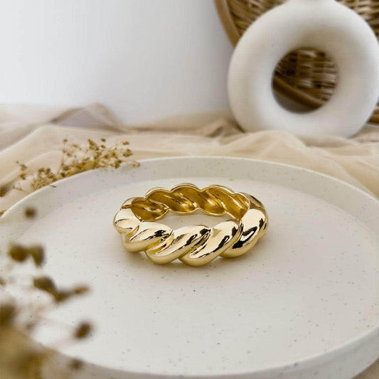 Chunky Twisted Gold Plated Cuff Bracelet