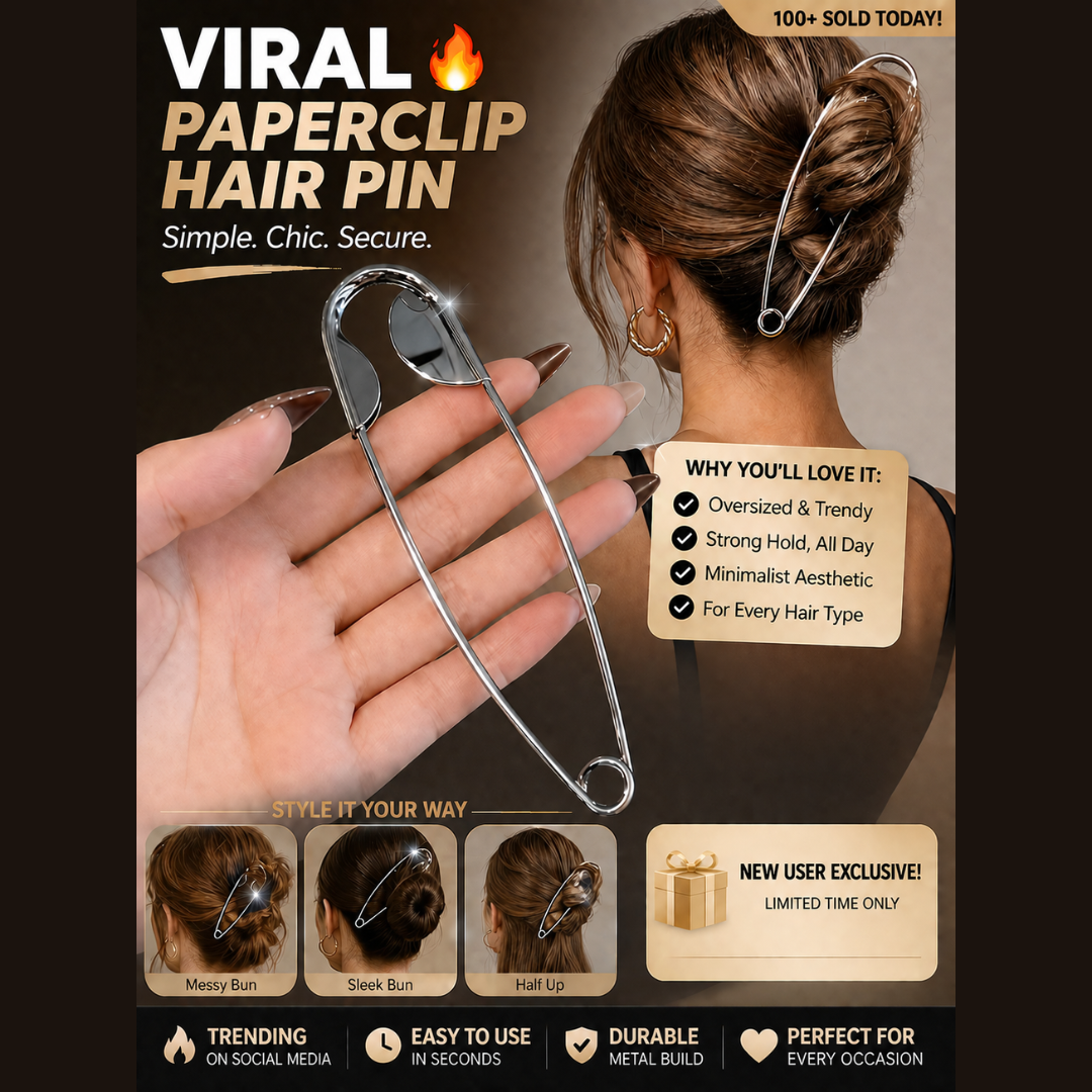 Silver Plated Oversized Safety Pin Hair Bun Stick for Women