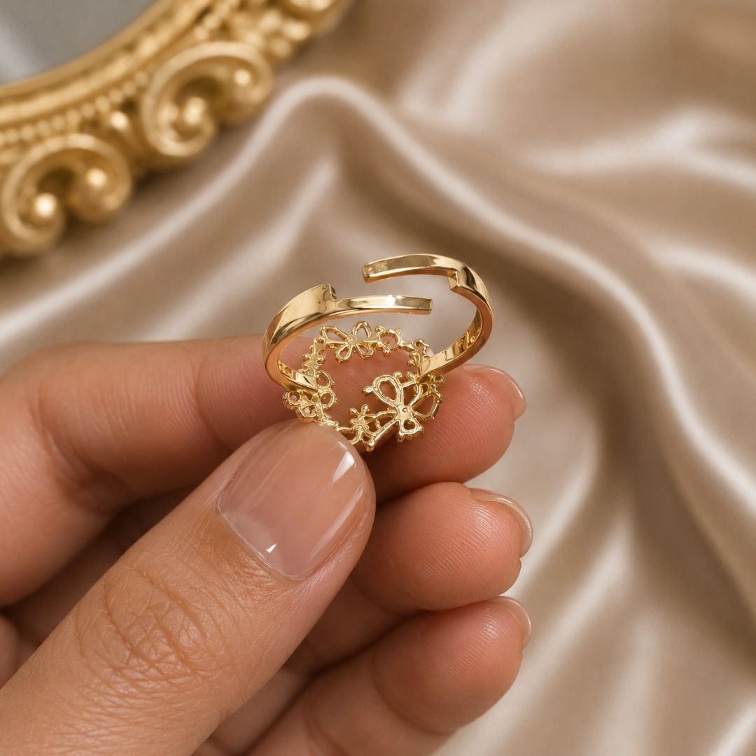 Enchanted Butterfly Floral Crystal Open Ring