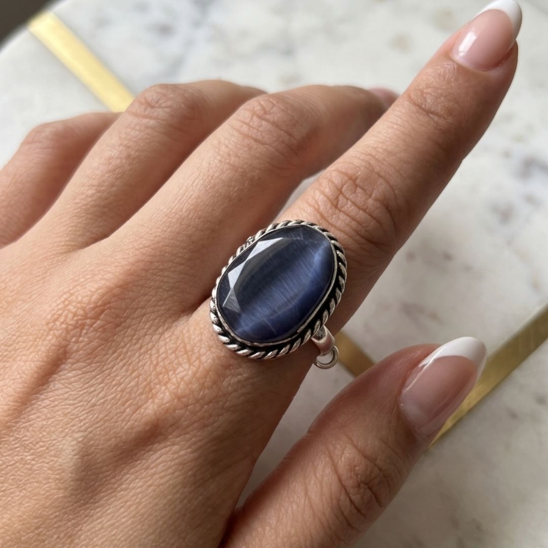 Vintage Lapis Jamun Stone Silver Ring