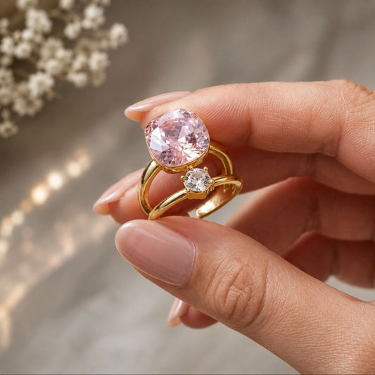 Blush Radiance Double Crystal Ring