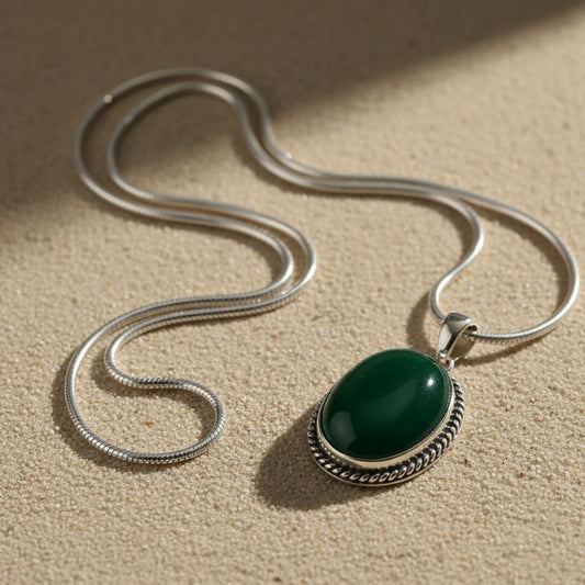 Emerald Green Oval Pendant Necklace