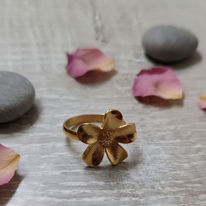 18K Gold Plated Anti‑Tarnish Flower Ring for Women