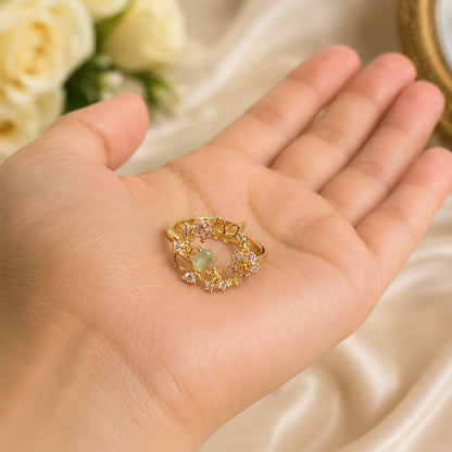 Enchanted Butterfly Floral Crystal Open Ring