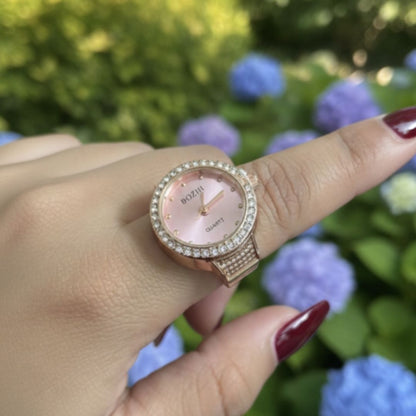 Rose Gold Blush Dial American Diamond Ring