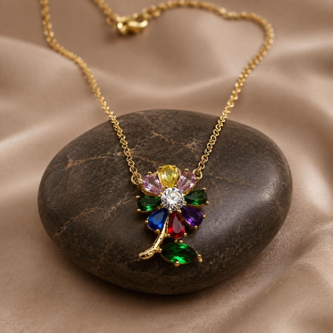 Radiant Multicolor Anti-Tarnish Diamond Pendant