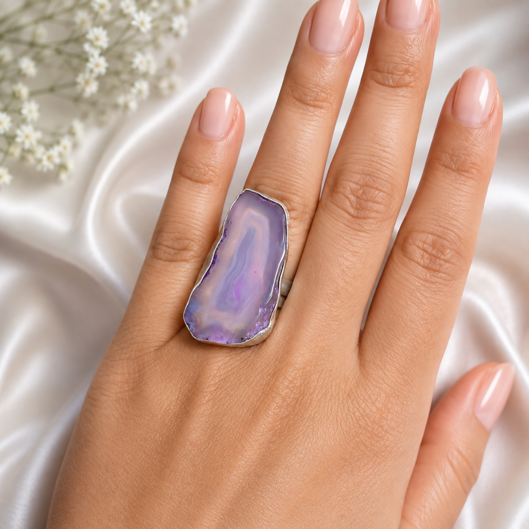 Lavender Agate Statement Ring