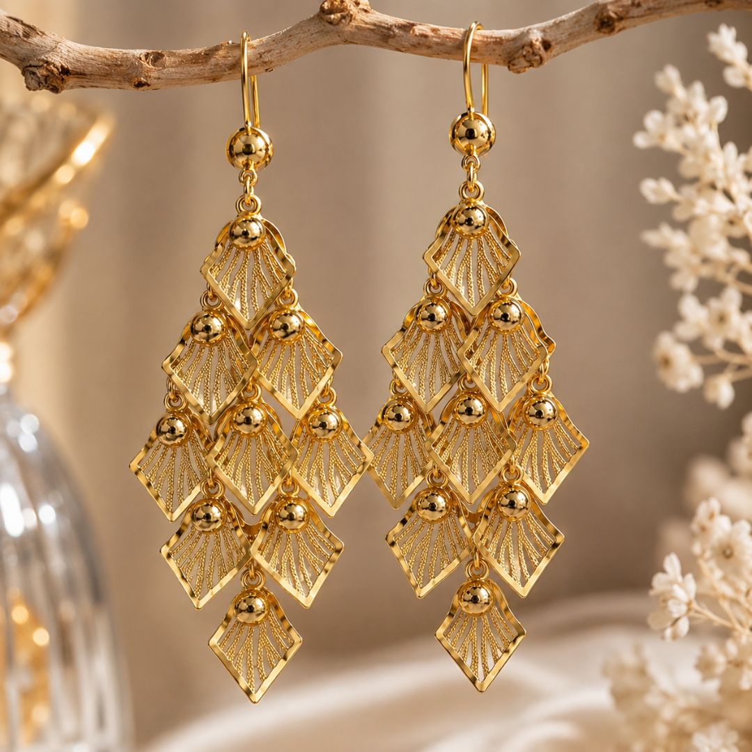 Elegant Gold Geometric Drop Earrings