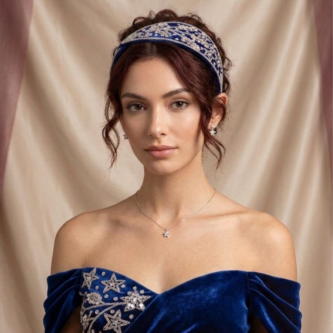 Handmade Premium Velvet Hairband with Sequin & Star Embellishment