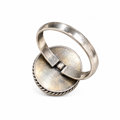Oxidised German Silver White Stone Ring