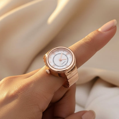 Classic Rose Gold Finger Watch | Roman Dial Adjustable Ring