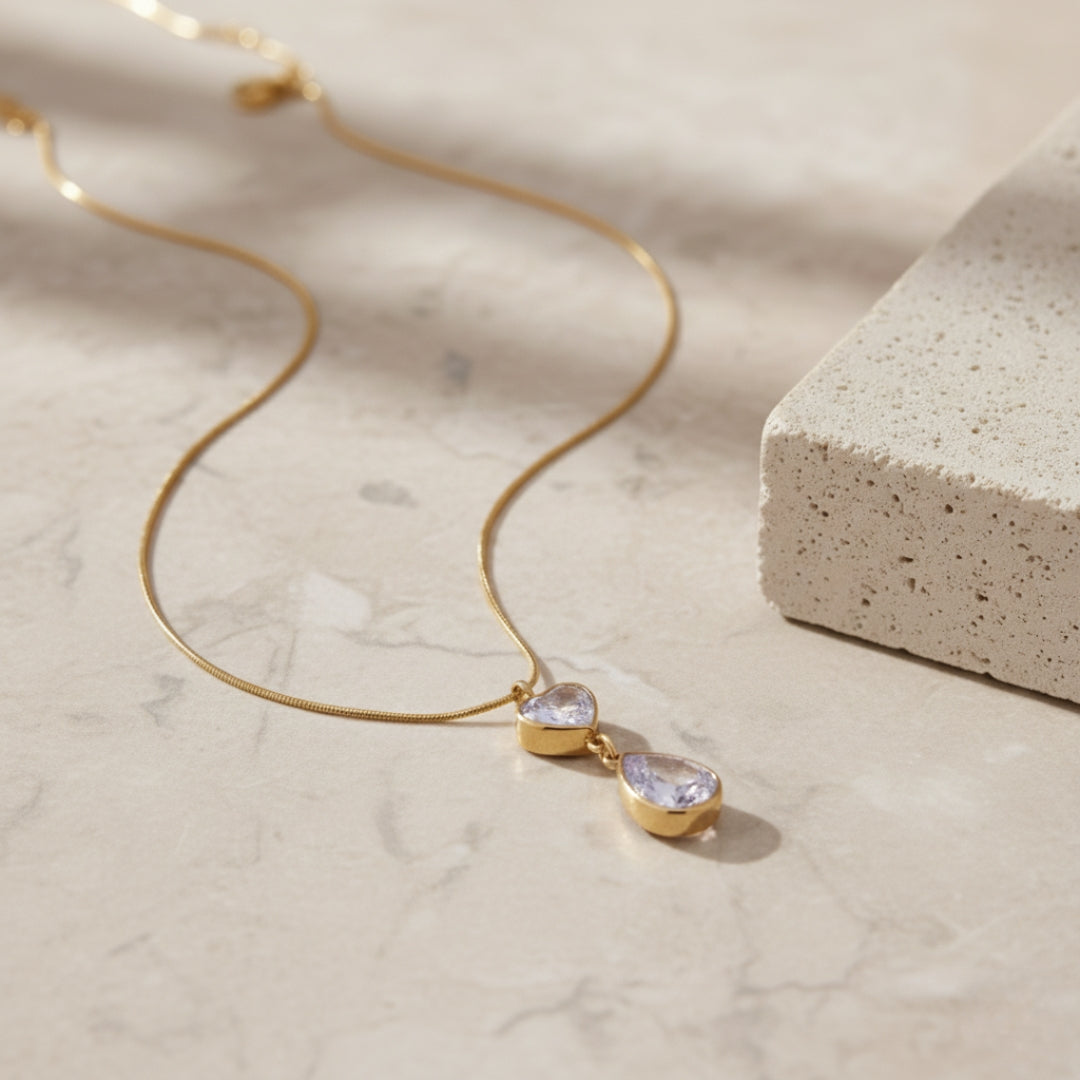 Anti-Tarnish Diamond Drop Pendant