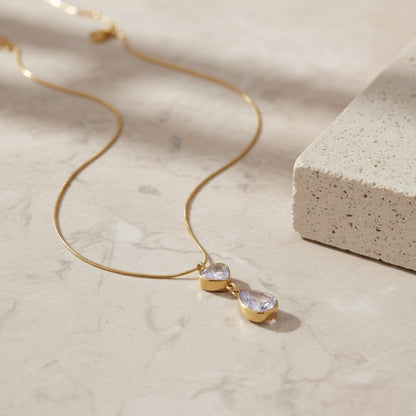 Anti-Tarnish Diamond Drop Pendant