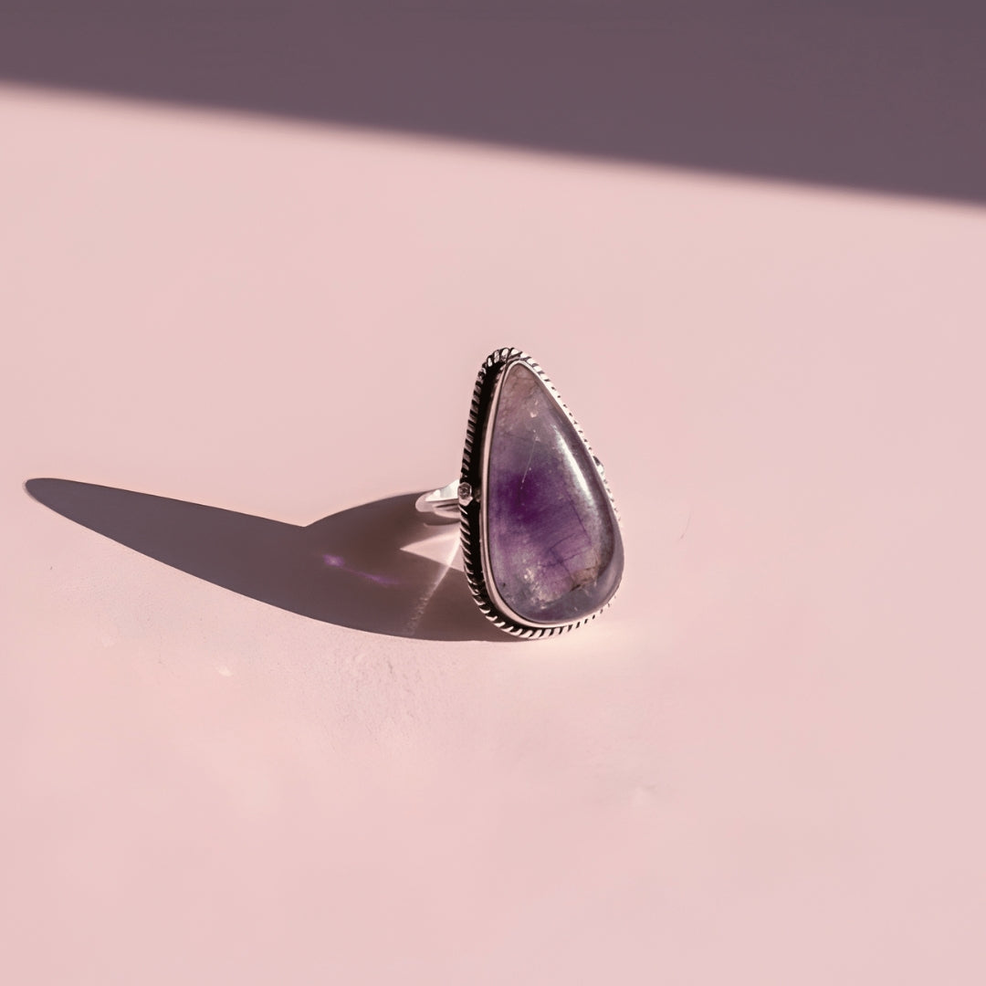 Oxidized Silver Amethyst Statement Ring
