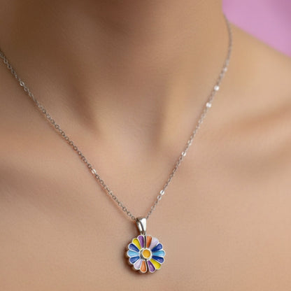 Vivid Multicolor Anti-Tarnish Flower Pendant Necklace