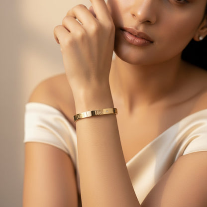 Rose Gold Dior Engraved Bracelet | Chic Luxury Bangle