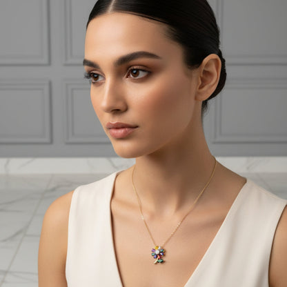 Radiant Multicolor Anti-Tarnish Diamond Pendant