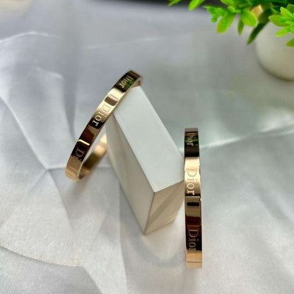 Rose Gold Dior Engraved Bracelet | Chic Luxury Bangle