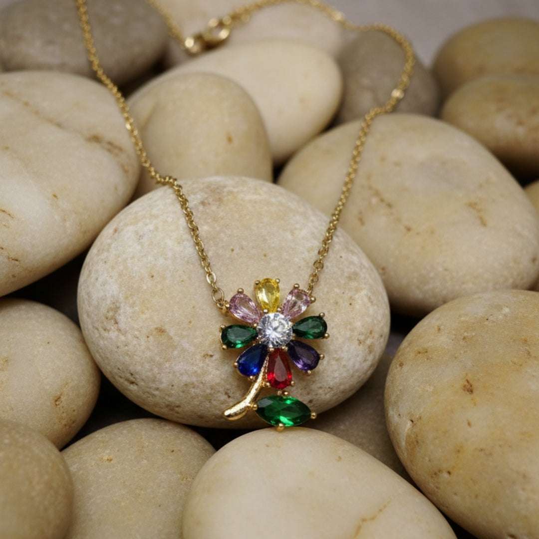 Radiant Multicolor Anti-Tarnish Diamond Pendant