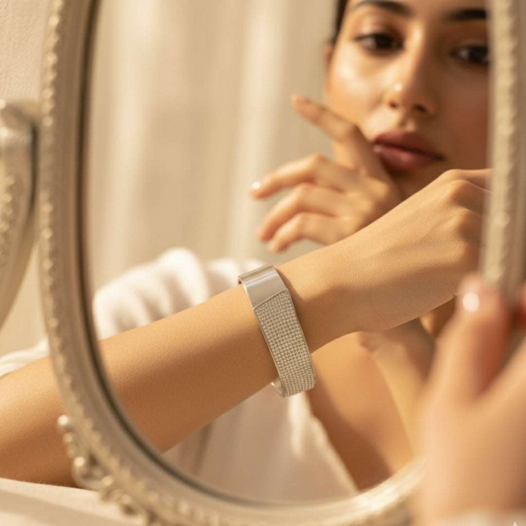 AD Premium Silver Cuff Bangle