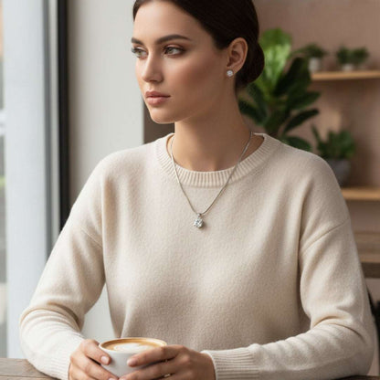 Elegant Solitaire American Diamond Necklace Set