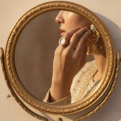 Rose Gold Crystal Finger Watch | Elegant Adjustable Ring Timepiece