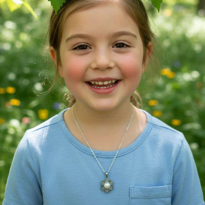 Silver Pearl Blossom Pendant Necklace