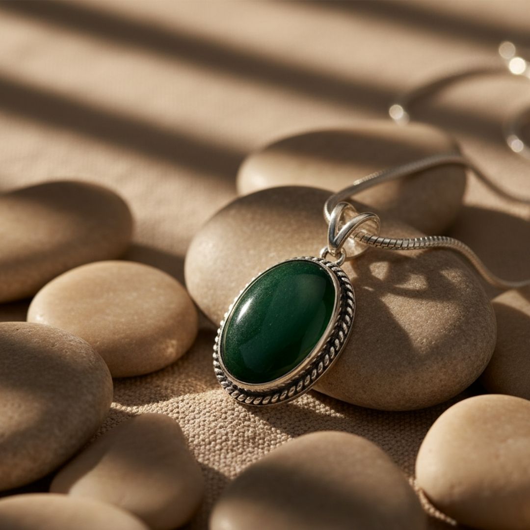 Emerald Green Oval Pendant Necklace
