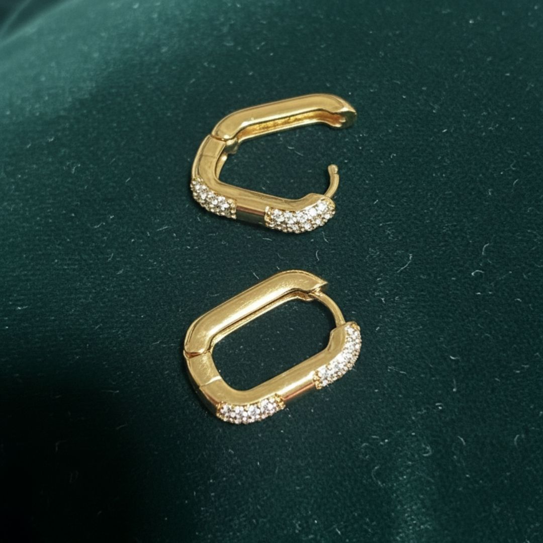 18K Gold Plated Anti-Tarnish Crystal Huggie Earrings