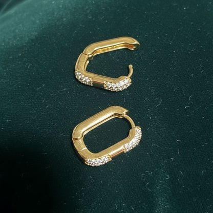 18K Gold Plated Anti-Tarnish Crystal Huggie Earrings