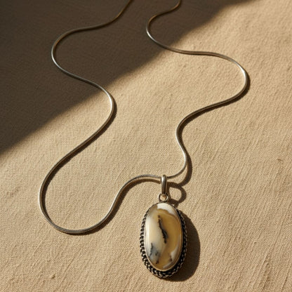 Ivory White Oval Pendant Necklace