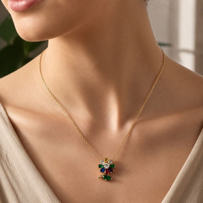 Radiant Multicolor Anti-Tarnish Diamond Pendant