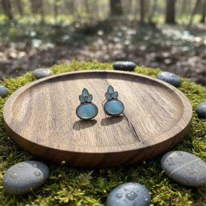 Vintage Oxidised Earrings with Soft Aqua Finish