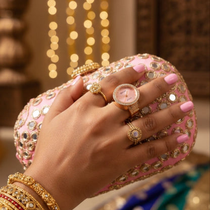 Rose Gold Blush Dial American Diamond Ring