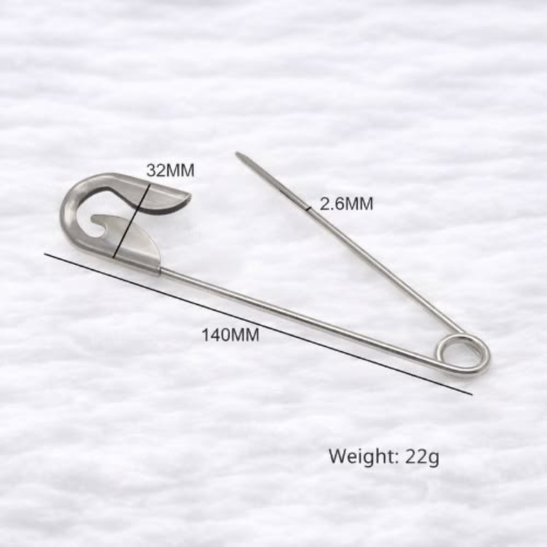 Silver Plated Oversized Safety Pin Hair Bun Stick for Women