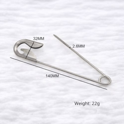 Silver Plated Oversized Safety Pin Hair Bun Stick for Women