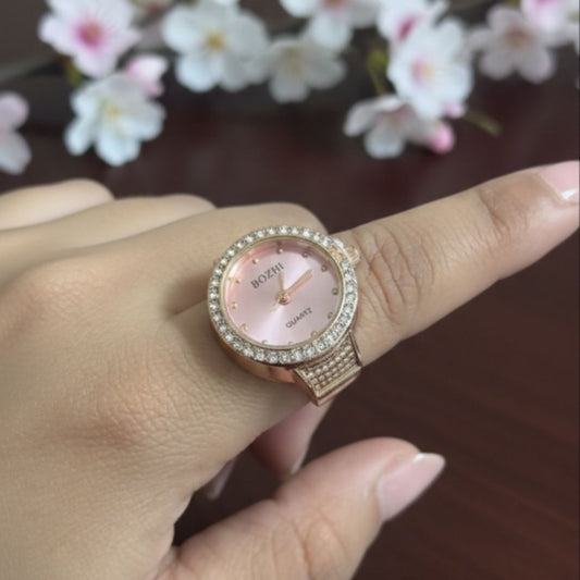 Rose Gold Blush Dial American Diamond Ring