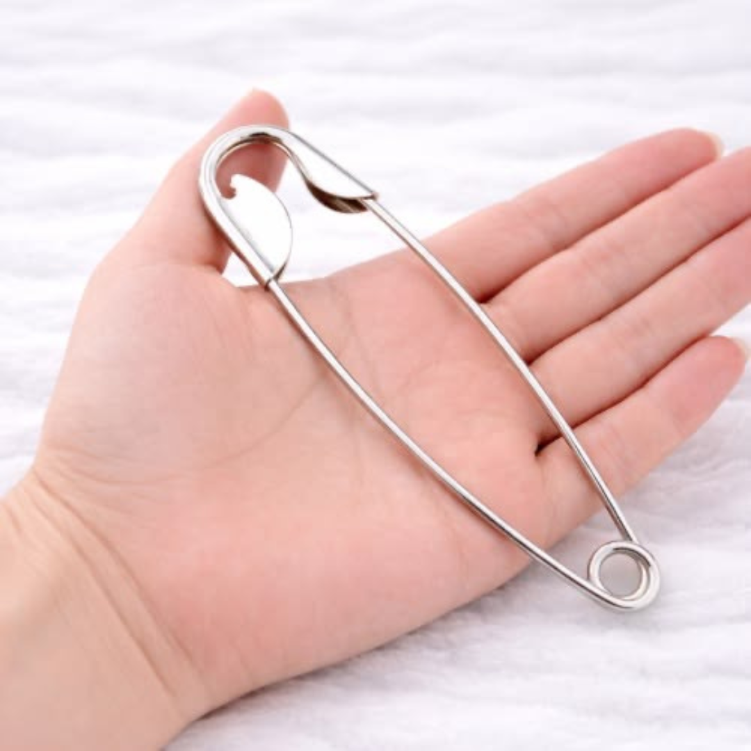Silver Plated Oversized Safety Pin Hair Bun Stick for Women