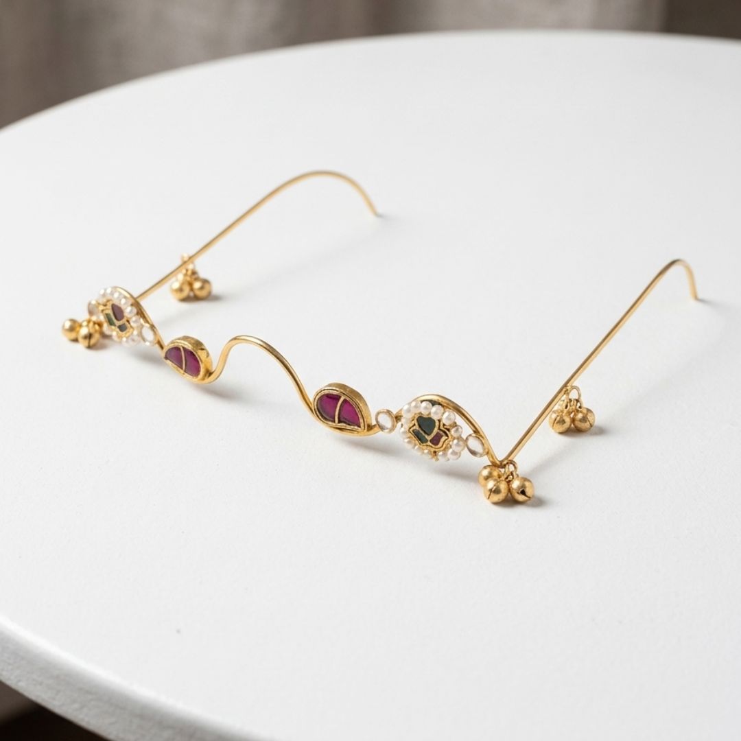 Traditional Kundan Pearl & Meenakari Bridal Hair Accessory