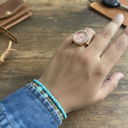 Rose Gold Blush Dial American Diamond Ring