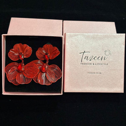 Maroon Floral Statement Earrings for Women – Lightweight Party Wear Earrings for Girls