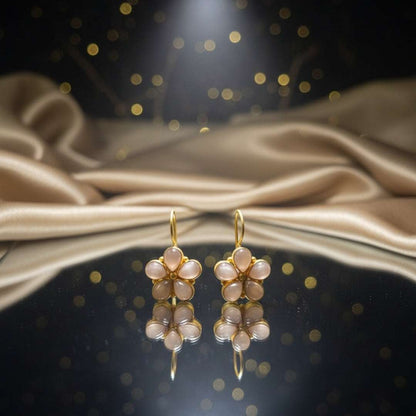 Ivory Blossom Floral Earrings – Gold Finish