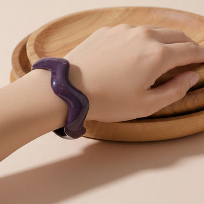 Purple Resin Wave Bangle Bracelet for Women – Trendy Cuff