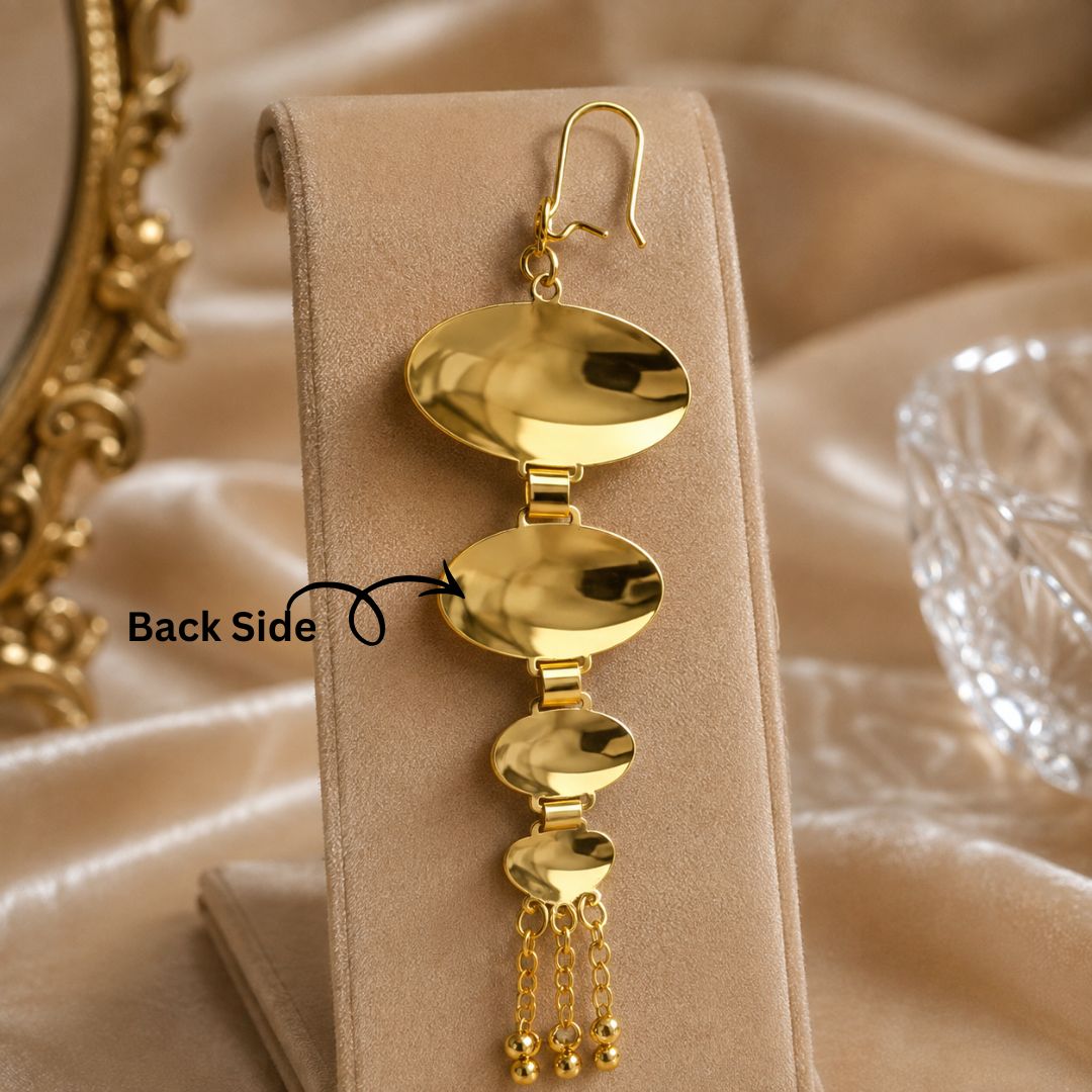 Elegant Gold Oval Drop Earrings