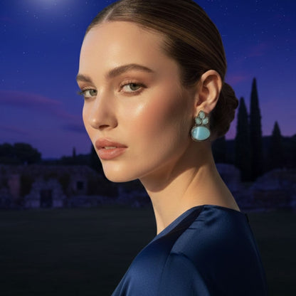 Vintage Oxidised Earrings with Soft Aqua Finish